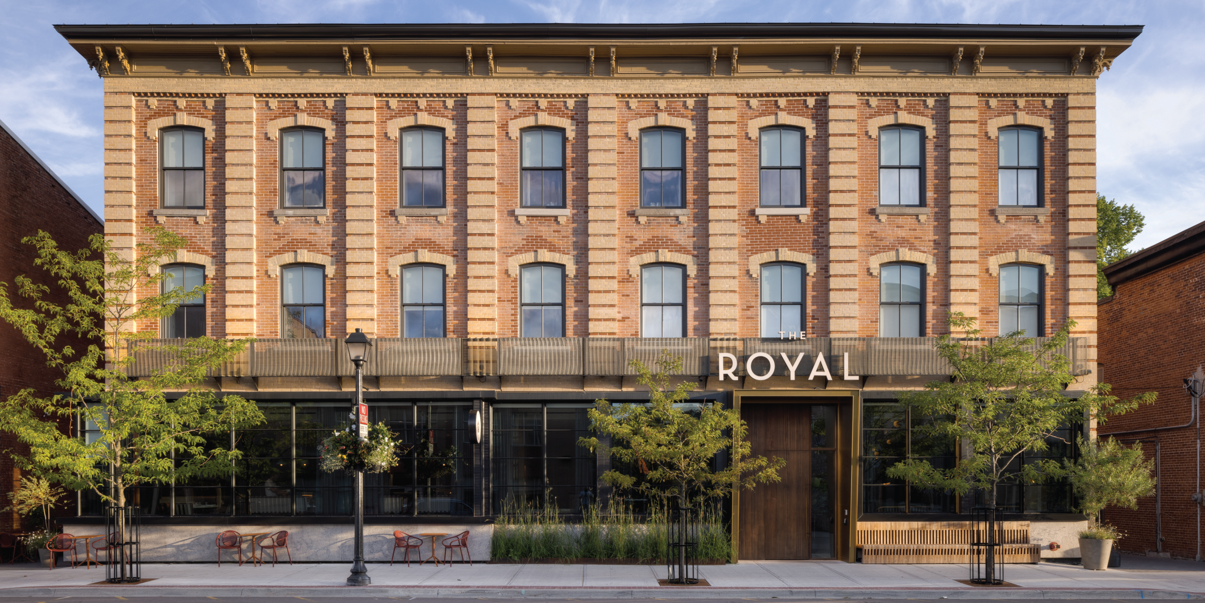 The Royal Hotel front facade during the day